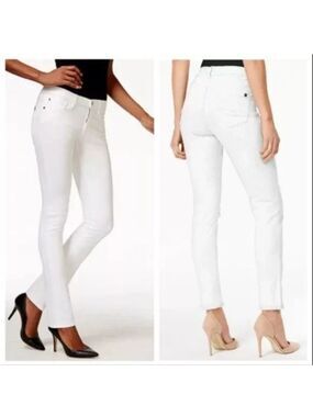 Buffalo David Bitton Misha Mid Rise Straight Leg Stretch Denim Bootcut White
